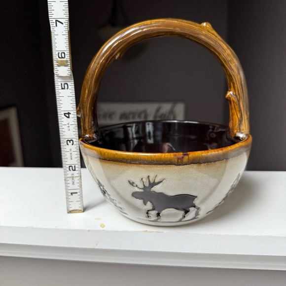 Home Studio Woodland Pottery Stoneware Basket with Handle Discontinued Cabincore - Picture 10 of 10